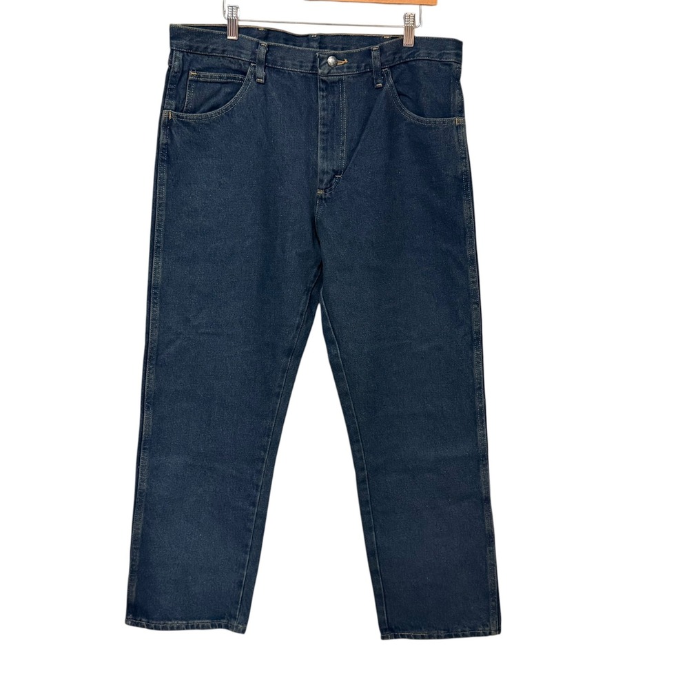 Rustler Classic Mens Regular Fit Straight Leg Jeans Dark Wash 36x29 Heavyweight